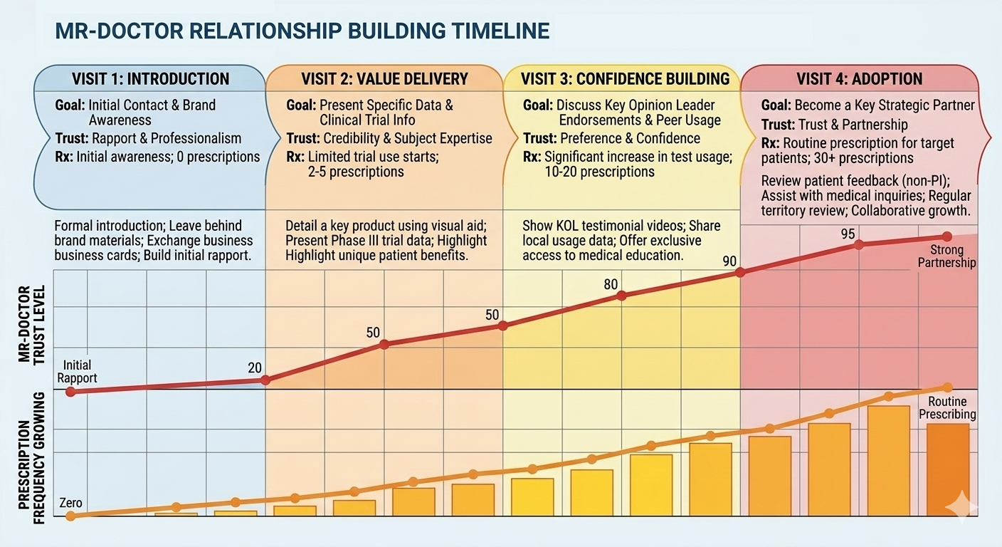 MR–Doctor relationship building timeline